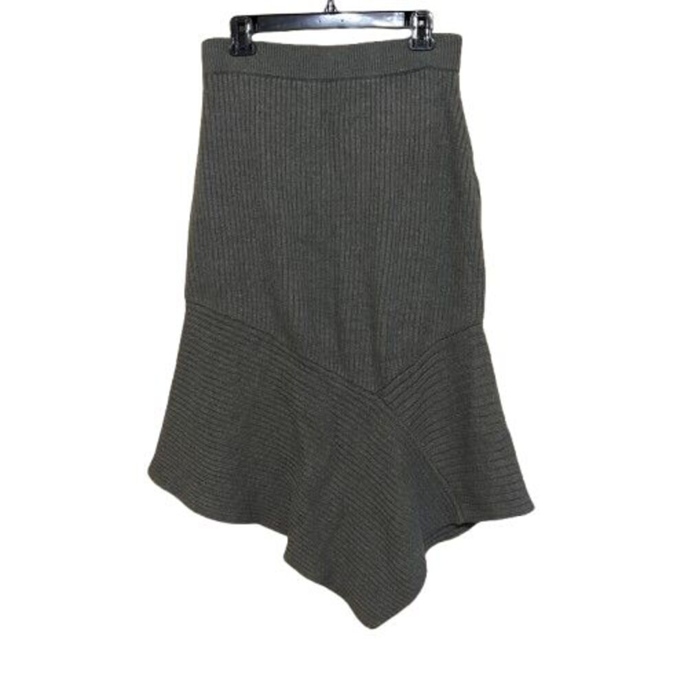 Margaret O'Leary 100% Merino Wool Knit Sweater Skirt Women Large Gray Asymmetric